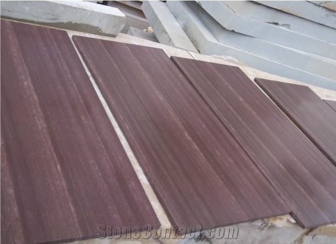 China Purple Wooden Vein Sandstone Tiles & Slabs, China Lilac Sandstone