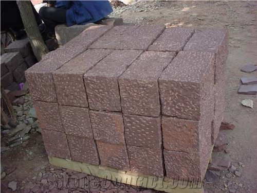 China Red Sandstone Cube Stone, Walkway Pavers