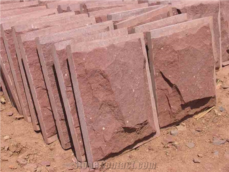 China Red Sandstone Mushroom Stone Wall Covering