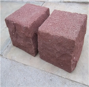 China Red Sandstone New Cube Stone