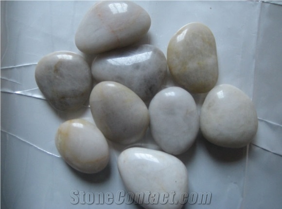 China White Marble Pebble Stone Driveways