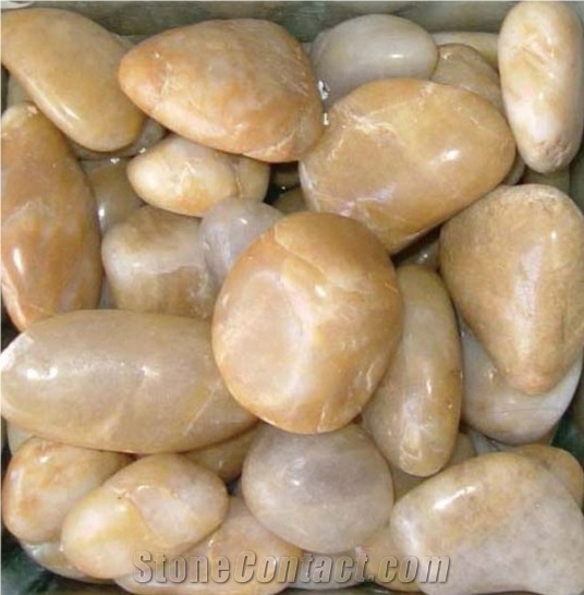 China Yellow Marble Natural Stone Pebble Stone Pattern, Yellow Marble Pebble & Gravel