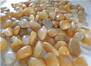 China Yellow Marble Natural Stone Pebble Stone Pattern, Yellow Marble Pebble & Gravel