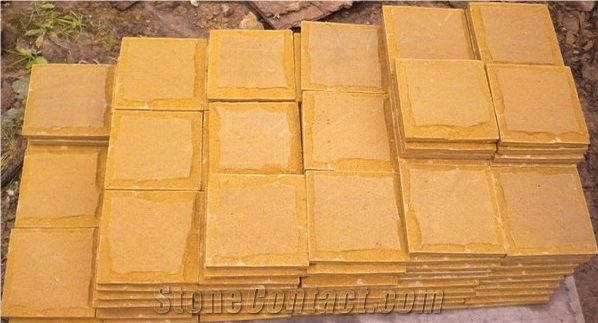 China Yellow Sandstone Cube Stone, Blind Paving Stone