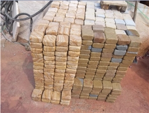 China Yellow Sandstone Cube Stone, Garden Stepping Pavements