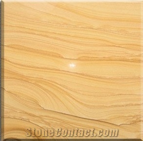 China Yellow Sandstone Wall Tiles, Wooden Vein Sandstone