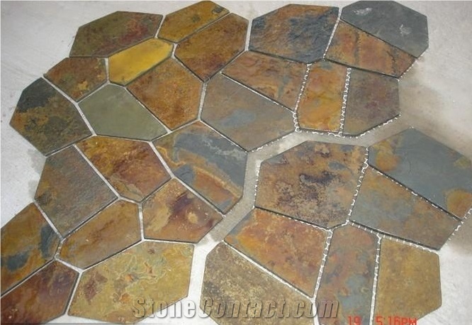 China Yellow Slate Flagstone Wall Slabs & Tiles