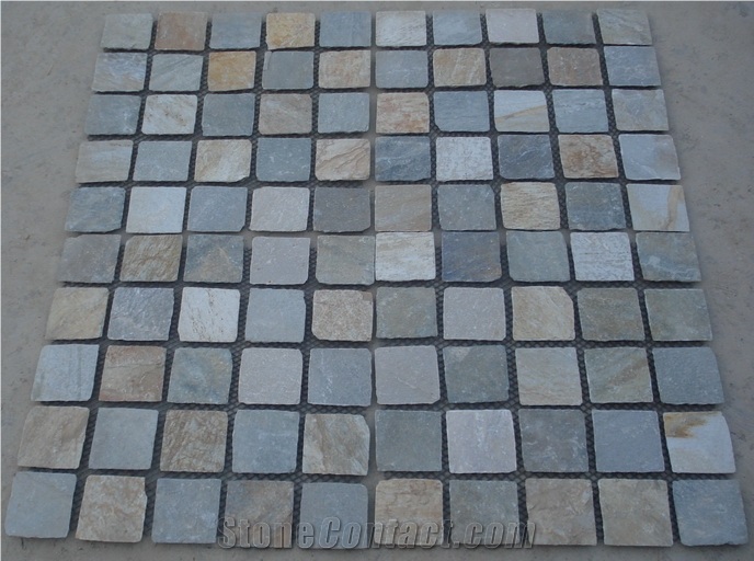 China Yellow Slate Flagstone, Yellow Slate Slate Tiles & Slabs