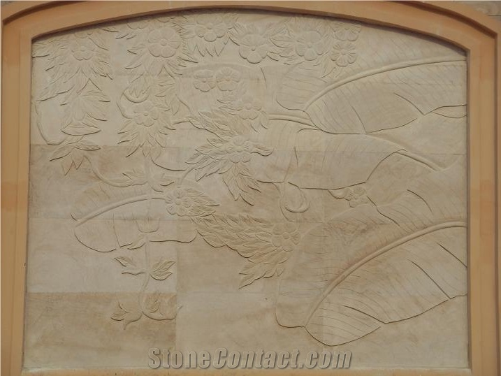 Chinese Yellow Sandstone Engraved Relief, Yellow Sandstone Reliefs