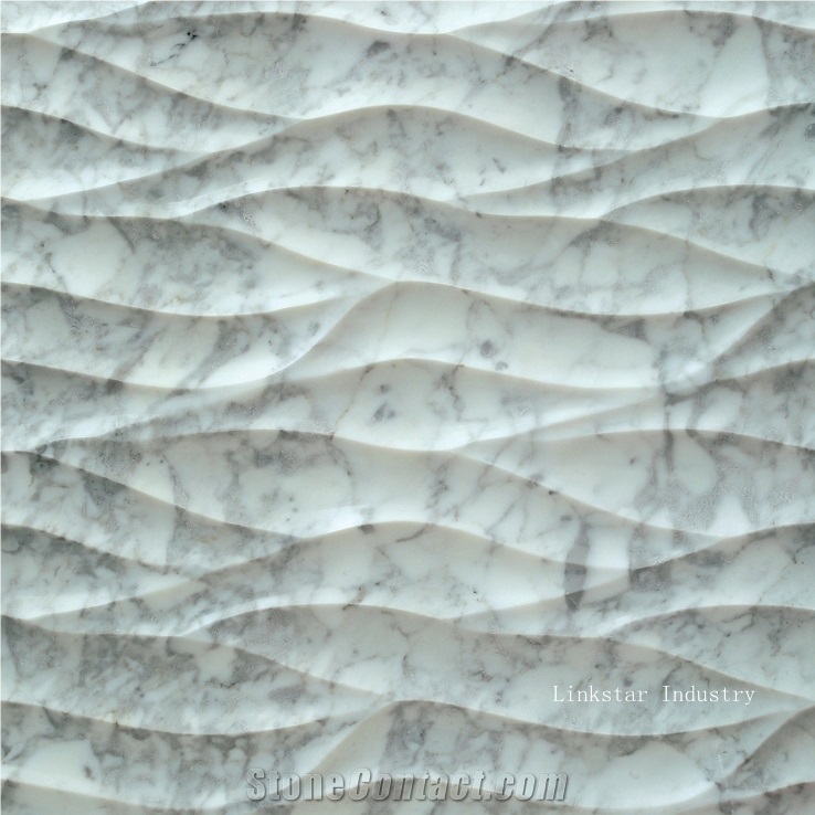 3d Cnc Feature Interior Stone Wall Tiles Design & Panels, White Marble Sign
