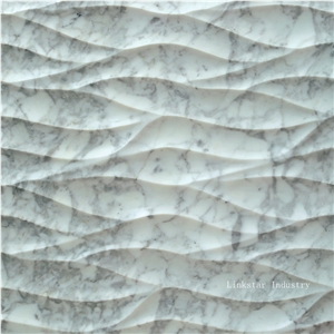3d Cnc Feature Interior Stone Wall Tiles Design & Panels, White Marble Sign
