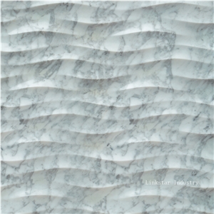 3d Cnc White Carrara Design Stone Wall Panels