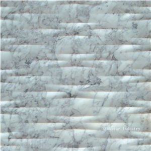 3d Cnc White Carrara Stone Wall Interior Panel/ Tiles Design
