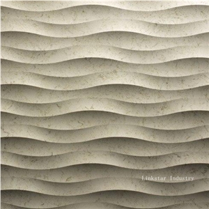 China Beige Marble Natural Stone 3d Wavy Internal Wall Art Panels, Beige Marble Building & Walling