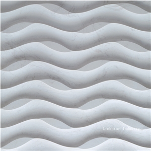 China White Quartzite 3d Feature Stone Wall Covering Panels
