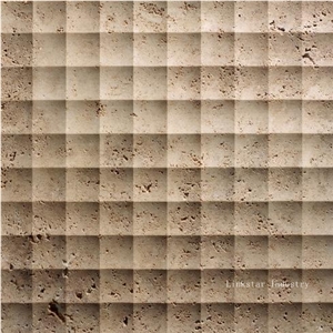 Natural Beige Travertine 3d Feature Design Stone Wall Tiles