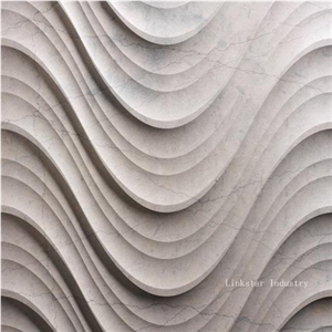 Natural China White Marble 3d Decor Wavy Design Wall Panels