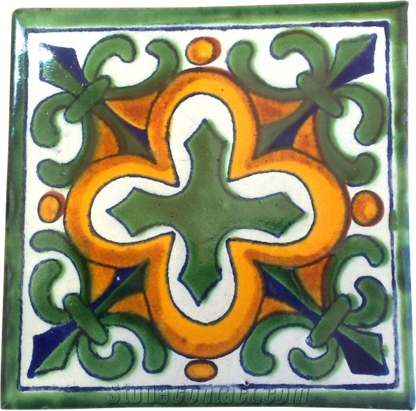 Tradicional Talavera Azulejos Casa Line Hand Painted Tiles