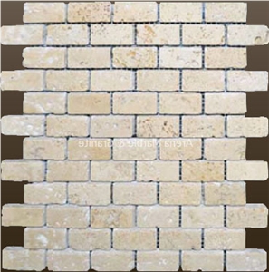 Travertino Classico Tumbled Brick Mosaic ( Dimension: 1"X2" )