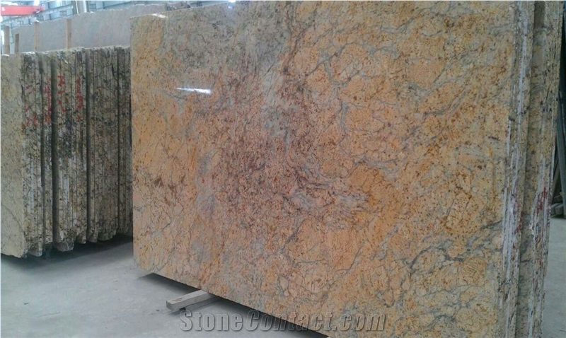 Golden River Granite Tiles & Slabs, China Yellow Granite