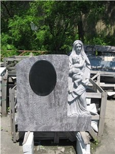 Bahama Blue Granite Mary Statue Tombstone, Monuments with Virgin Mary