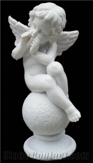 Angel with Butterfly in Imperial Statuario Marble
