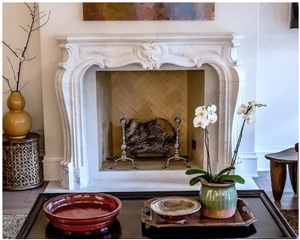 Imperial White Carrara Marble Saint Remy Fireplace Mantel