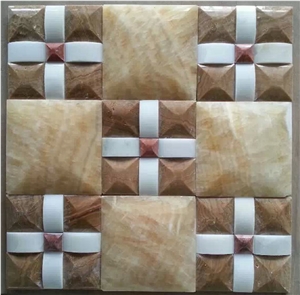China Yellow Onyx Mosaic Tiles and Pattern