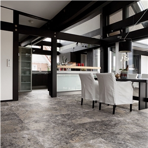 Classic Silver Travertine Living Room Floor Tiles