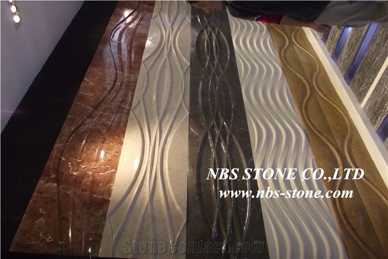 Beige and Black,Red Marble Carving Relief