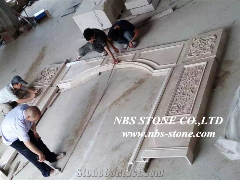 Beige Marble Carving Relief for Wall or Post, Beige Marble Reliefs