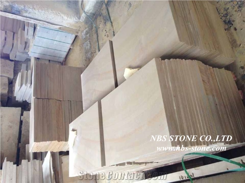 China Wood Grain Yellow Sandstone Slabs & Tiles