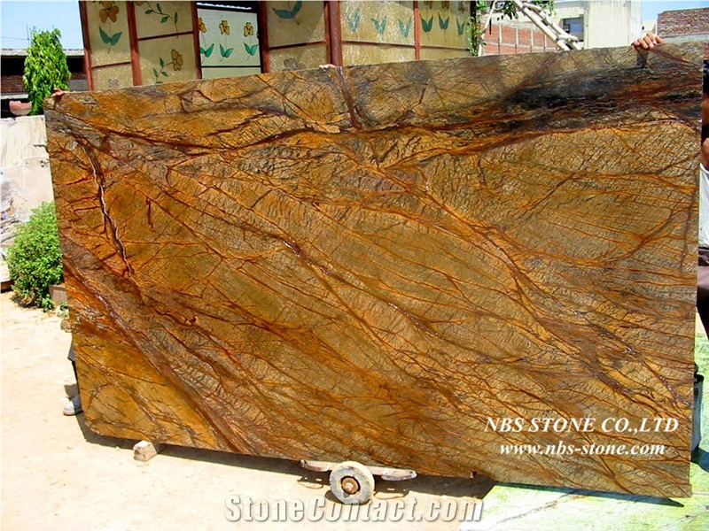India Brown Marble Slabs & Tiles, Rain Forest Brown Marble Tiles