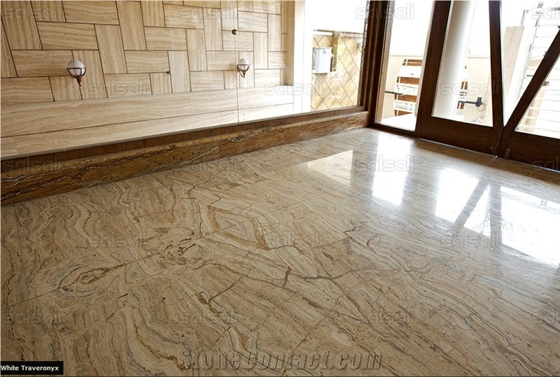 White Traveronyx Floor Tiles, White Traonyx, Beige Onyx Iran Tiles & Slabs