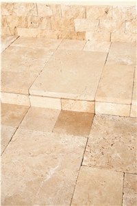 Denizli Travertine Tumbled Pattern tiles, beige travertine flooring tiles,  covering tiles 