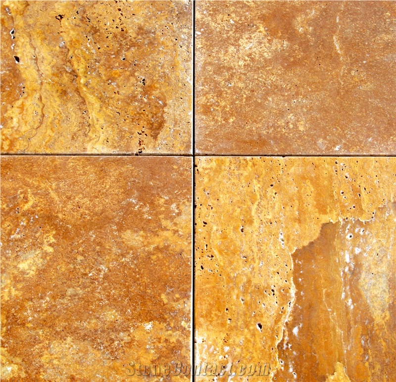 Gold Travertine tiles & slabs , Afyon Yellow Travertine Tumbled flooring tiles, walling tiles 