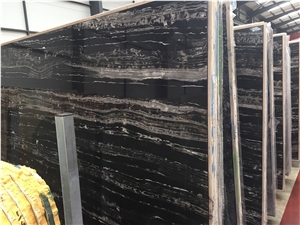 Negro Portoro Marble Slabs, Italy Black Marble Polished Tiles & Slabs, Floor Tiles