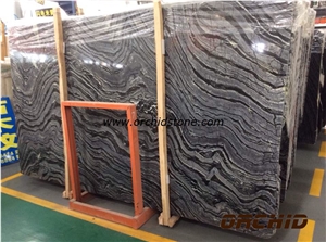 Black Antique Wooden Marble Slabs Honed, China Black Marble