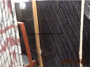 China Black Antique Wooden Honed Marble Slabs & Tiles
