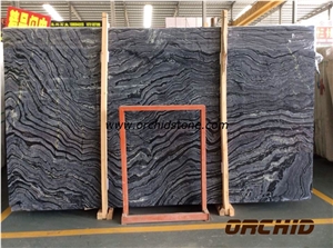 China Black Antique Wooden Honed Marble Slabs & Tiles