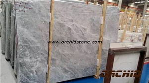 Honed Silver Mink Marble Slab, China Grey Marble