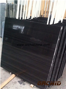 Polished Black Imperial Wooden Marble Slabs & Tiles, China Black Marble