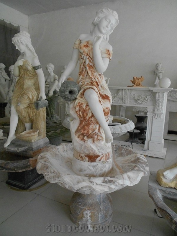 Multicolor Marble Curved Woman Fountain