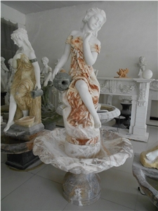 Multicolor Marble Curved Woman Fountain