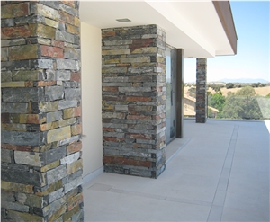 Multicolor Slate Feature Wall, Stacked Stone Veneer