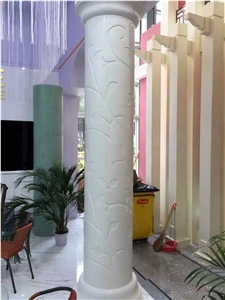 China White Quatz Stone Column Cylinder Engraving,Hand Work White Quatz Stone,Carved Gifts