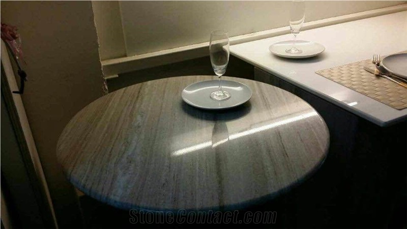 Polished Crystal Wood Marble Square and Round Table