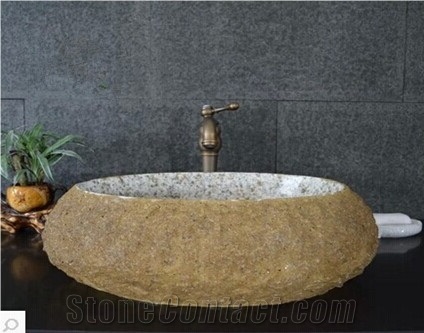 Best Natural Stone Wash Basin Sink by Granite for Outdoor Indoor,China G682 Yellow Granite Wash Basin & Sink