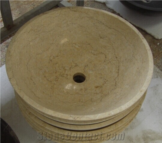 Best Natural Stone Wash Basin Sink by Marble for Outdoor Indoor,Crema Marfil Marble Sink