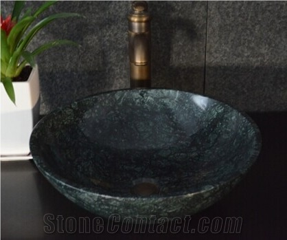 Best Natural Stone Wash Basin & Sink by Marble for Outdoor & Indoor,Dark Green Granite Water Wash Basin Sink